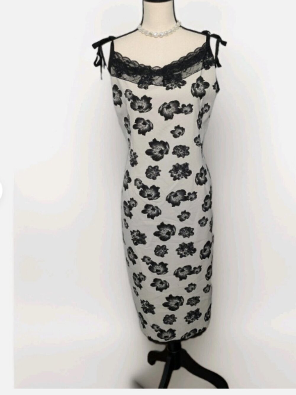 Eva Mendes Collection Black & White floral adjustable shift dress NWT size XL